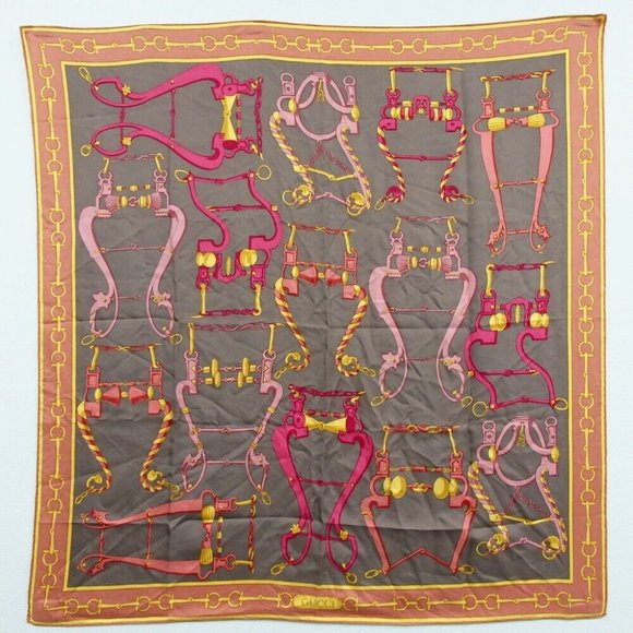 GUCCI Horsebit scarf silk Women [Used] - Picture 1 of 9